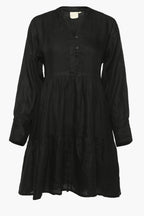 V-neck Tiered Dress in Black Purplish Diva