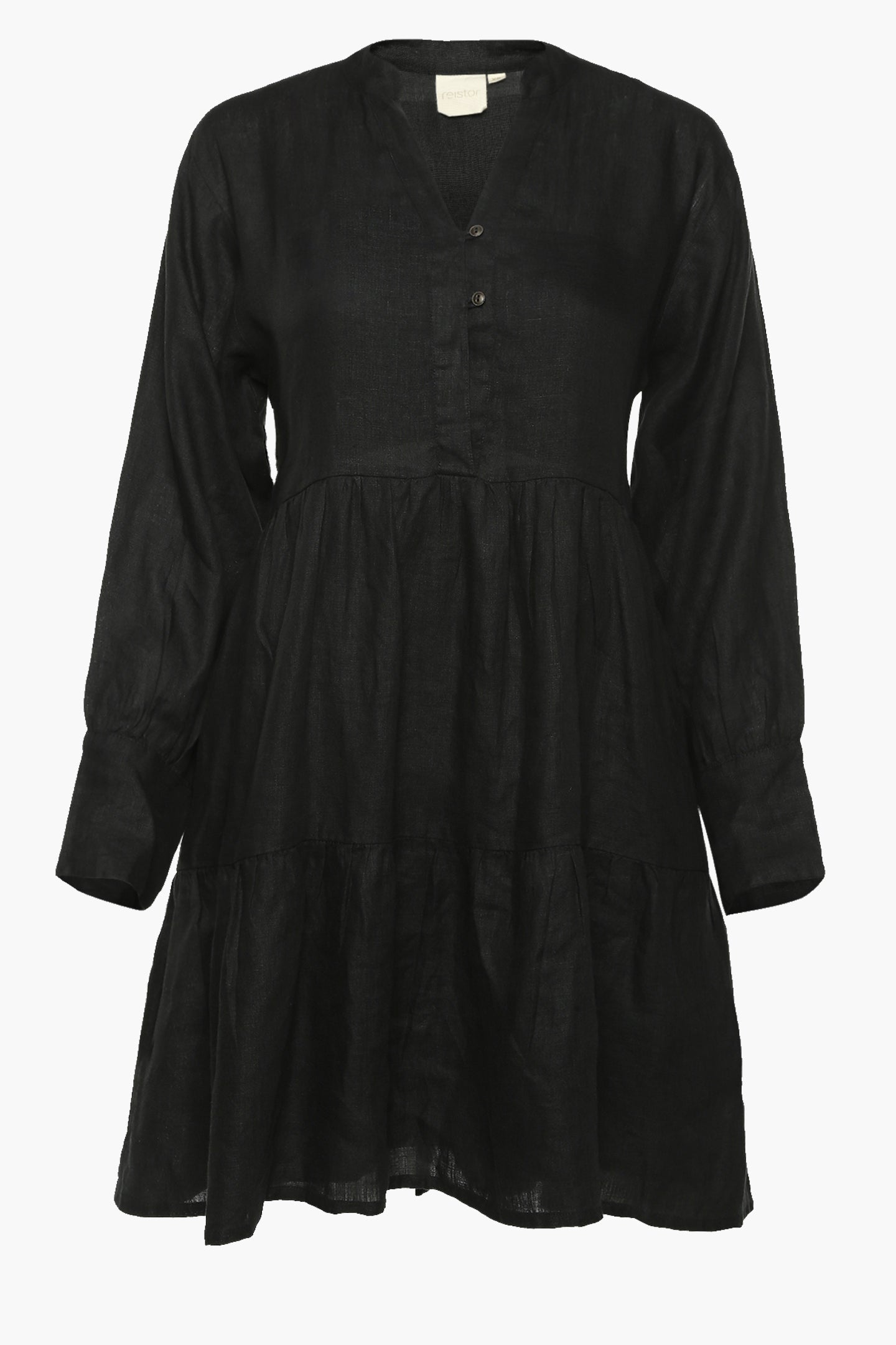 V-neck Tiered Dress in Black Purplish Diva