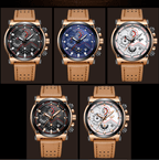 Men's Waterproof Modern Watch With Leather Belts, Stainless Steel Case Excellent Look Perfect Gift Stevvex