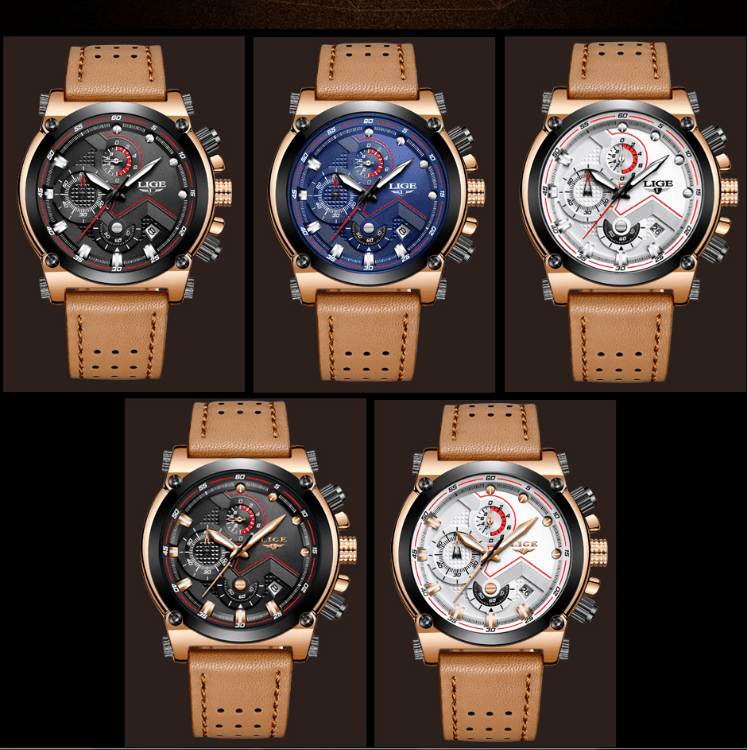 Men's Waterproof Modern Watch With Leather Belts, Stainless Steel Case Excellent Look Perfect Gift Stevvex