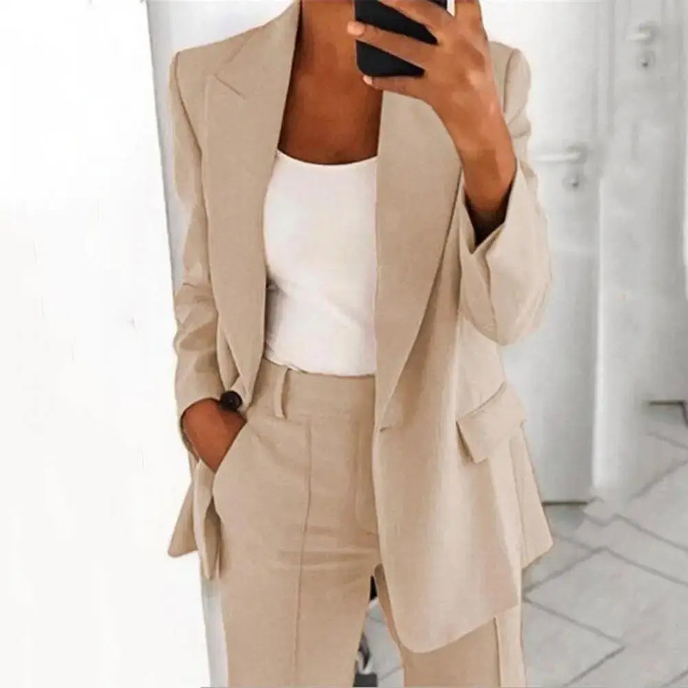 Solid Color Blazer Long Sleeve Pi-Mart