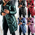 Women's Mid-length Solid Color Cotton Hooded Jacket Pi-Mart