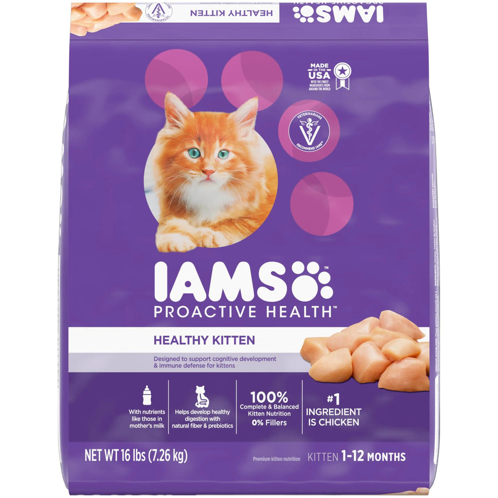 IAMS PROACTIVE HEALTH Healthy Kitten Dry Cat Food with Chicken Cat Kibble 16 lb. Bag Lootquake LLC