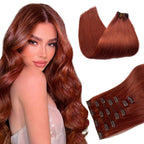 Belaved Clip in Hair Extensions Auburn Hair Extensions Real Human Hair Clip ins Extensions 7 Pcs 70G Real Hair Extensions Clip in Human Hair 18 Inch Remy Clip in Extensions #135 Pi-Mart