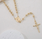 Catholic Rosary Pray Beads Necklace with Virgin Mary Medallion Cross Crucifix 14k Gold Plated Jewelry And Perfumes
