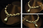 Crystal Rhinestone Pearl Necklace And Earrings Suite Pi-Mart