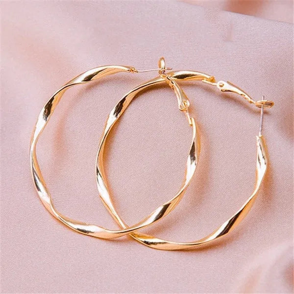 Vintage Metal Hand Engraved Butterfly Pattern Hoop Earrings Classic Women's Gold Plated Hook Drop Earrings - SJB-DIAMOND ELITES