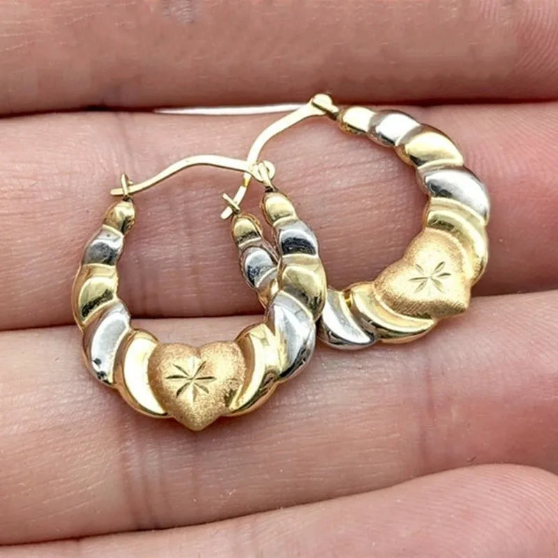 Vintage Metal Hand Engraved Butterfly Pattern Hoop Earrings Classic Women's Gold Plated Hook Drop Earrings - SJB-DIAMOND ELITES