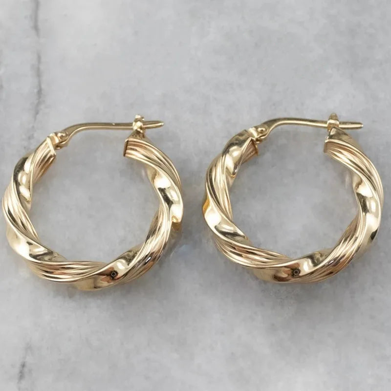 Vintage Metal Hand Engraved Butterfly Pattern Hoop Earrings Classic Women's Gold Plated Hook Drop Earrings - SJB-DIAMOND ELITES