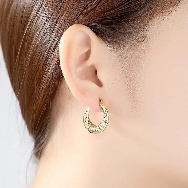 Vintage Metal Hand Engraved Butterfly Pattern Hoop Earrings Classic Women's Gold Plated Hook Drop Earrings - SJB-DIAMOND ELITES