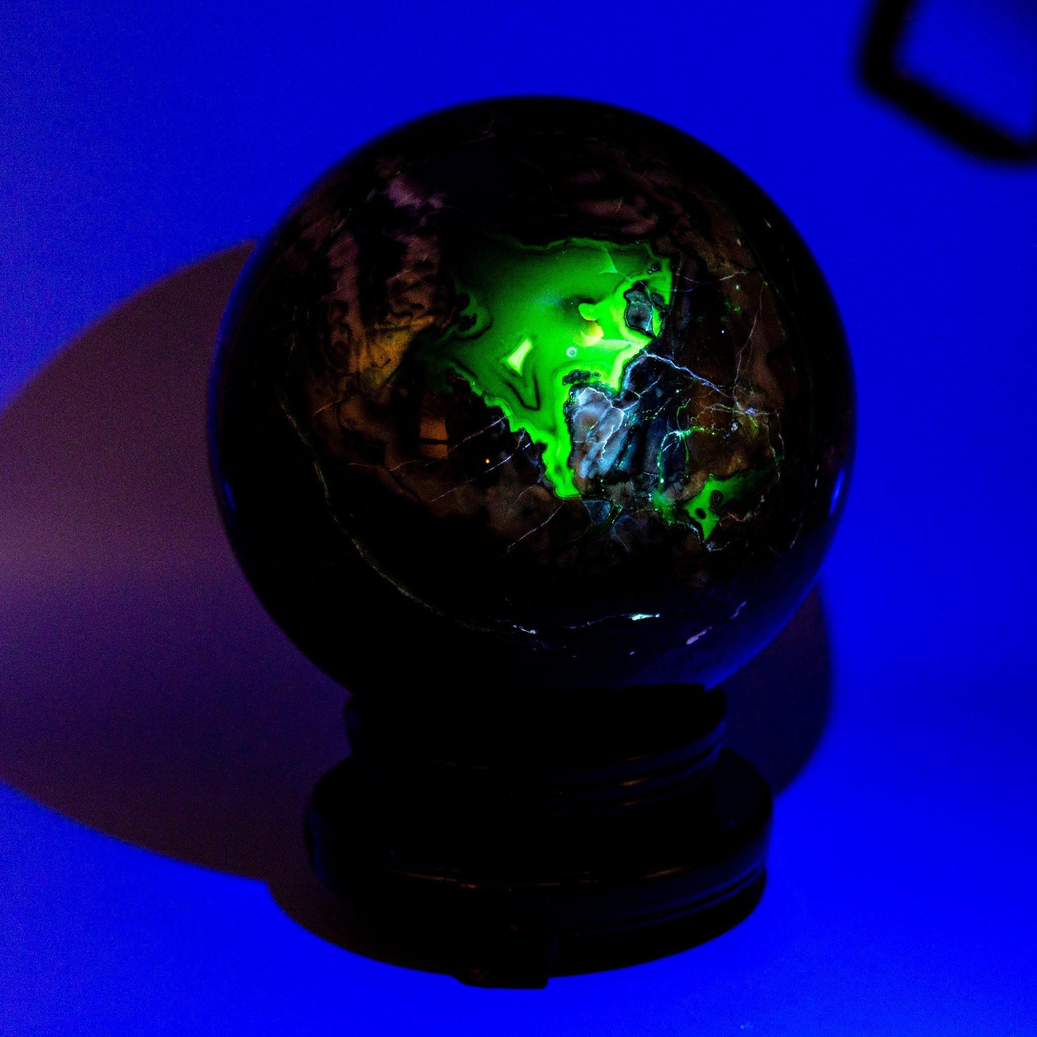 Volcano Agate Sphere HUGE - 186mm 18.4lbs UV Reactive One-of-a-Kind Crystal Destiny