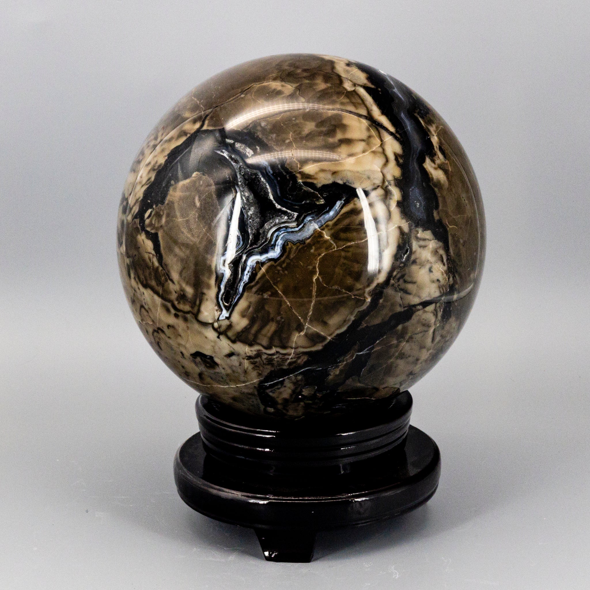Volcano Agate Sphere HUGE - 186mm 18.4lbs UV Reactive One-of-a-Kind Crystal Destiny