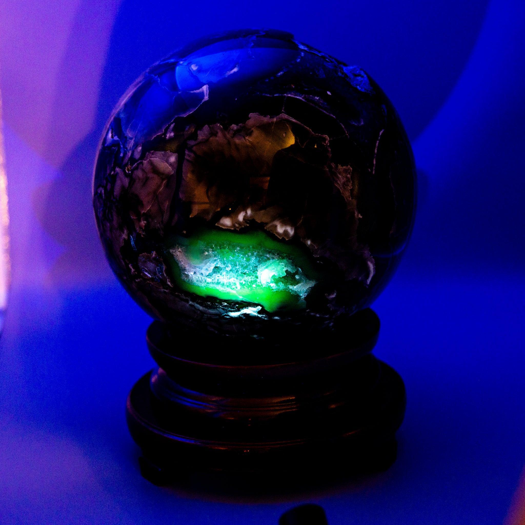 Volcano Agate Sphere XXL - HUGE 255mm 48lbs UV Reactive One-of-a-Kind Crystal Destiny