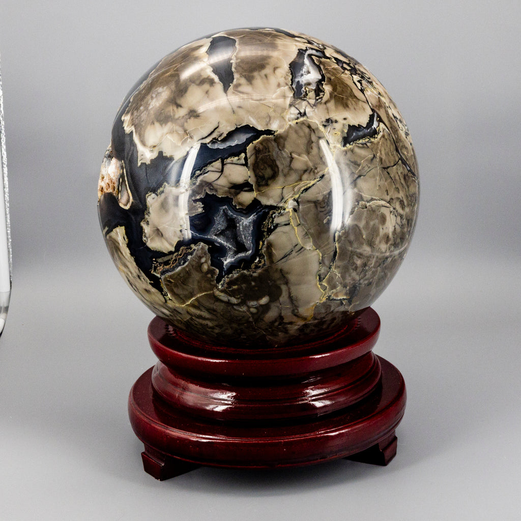 Volcano Agate Sphere XXL - HUGE 255mm 48lbs UV Reactive One-of-a-Kind Crystal Destiny