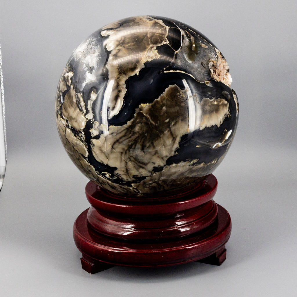 Volcano Agate Sphere XXL - HUGE 255mm 48lbs UV Reactive One-of-a-Kind Crystal Destiny