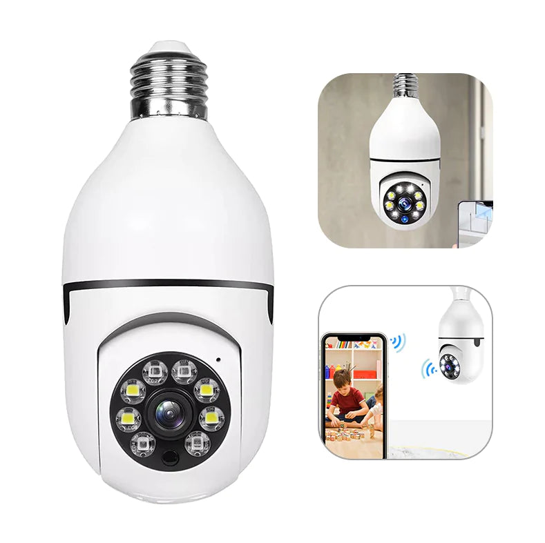 360° 1080P IP E27 Light Bulb Camera Wi-Fi IR Night Smart Home Wireless Security Pi-Mart