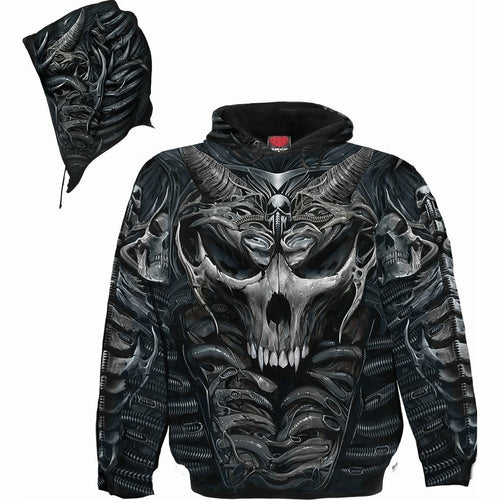 SKULL ARMOUR - Allover Hoody Black - SJB-DIAMOND ELITES
