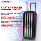 5Core Bluetooth Party Speaker 8 inch PA RGB Partybox Karaoke Machine + 2 Wireless Mic Pi-Mart