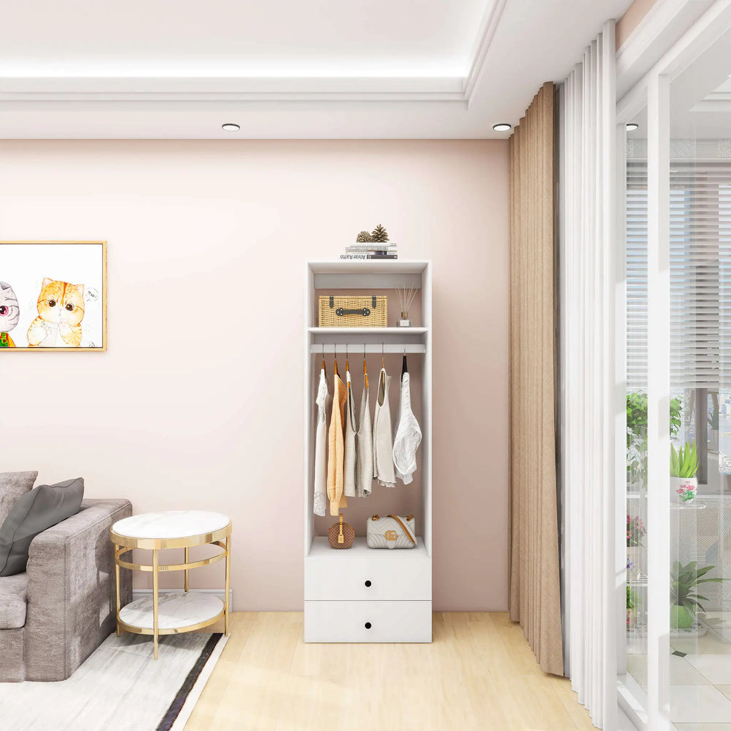 A2 Modular Wooden Closet Organizer System,Clothes Organizer, Closet System with 1 Closet Shelves, Closet Organizer System with 2 Closet Drawers for Clothes Storage, Walk in Closet Organizers and Storage, Closet(24"W x 16"D x 71"H) Pi-Mart