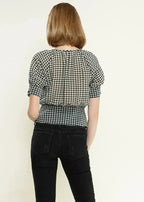 Button Down Peplum Cropped Blouse in Black | Femstylo - SJB-DIAMOND ELITES