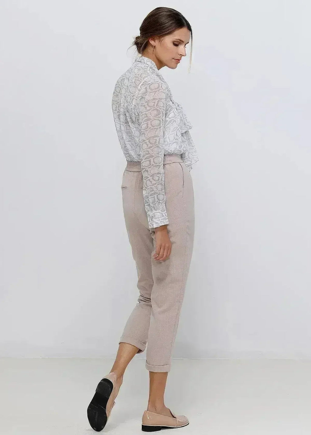 Tie Neck Sheer Blouse In Ivory Silver | FEMSTYLO - SJB-DIAMOND ELITES