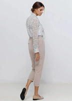 Tie Neck Sheer Blouse In Ivory Silver | FEMSTYLO - SJB-DIAMOND ELITES