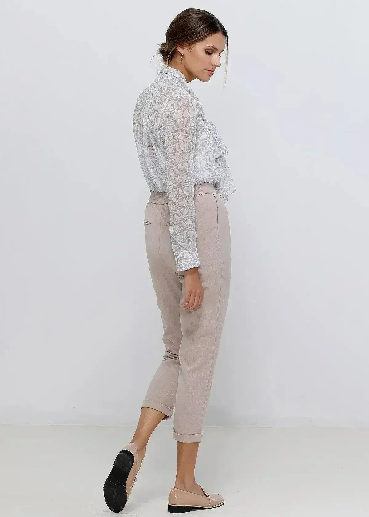 Tie Neck Sheer Blouse In Ivory Silver | FEMSTYLO - SJB-DIAMOND ELITES