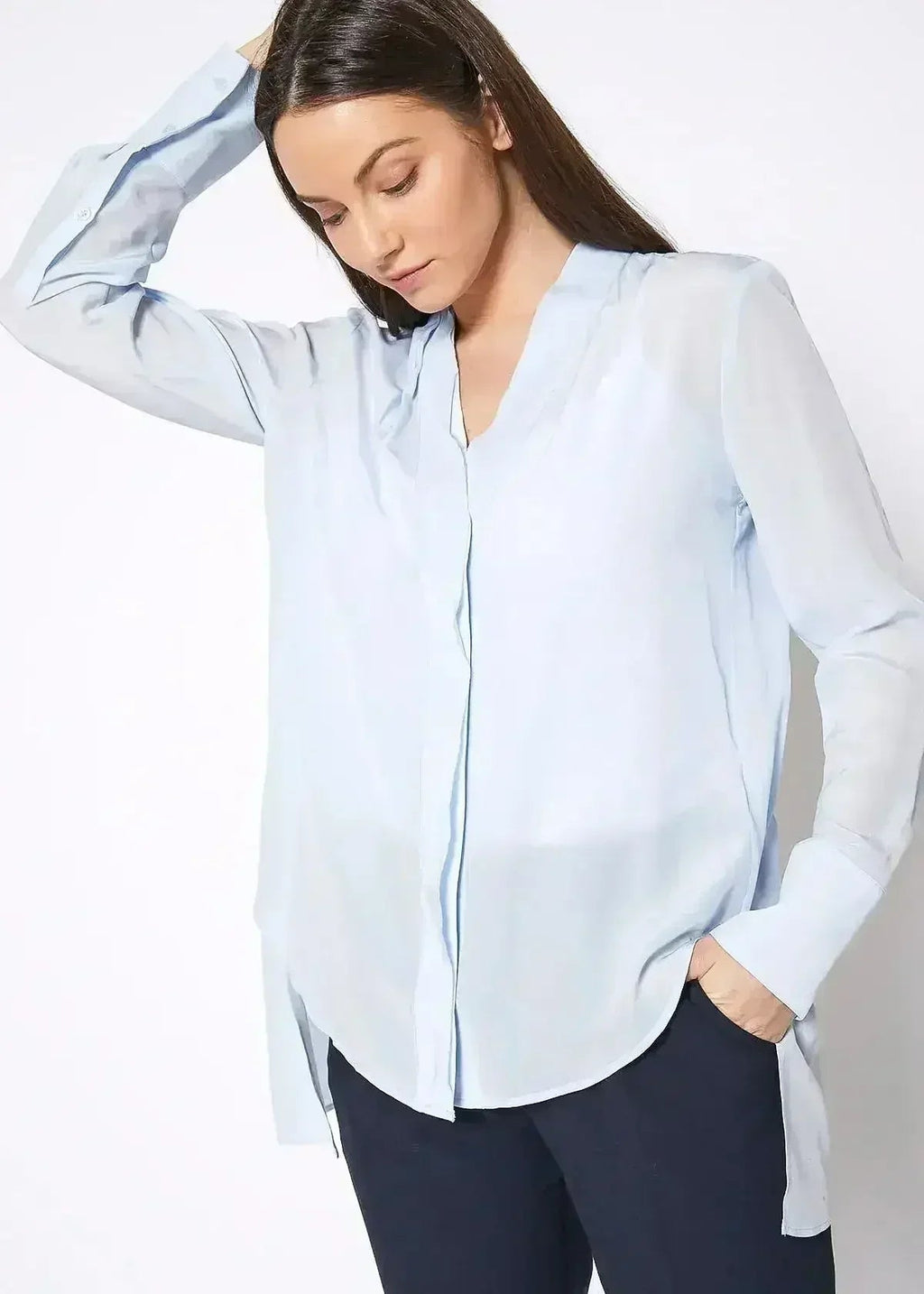 Women's Sheer Placket Hi Low Stylish Blouse | Femstylo - SJB-DIAMOND ELITES