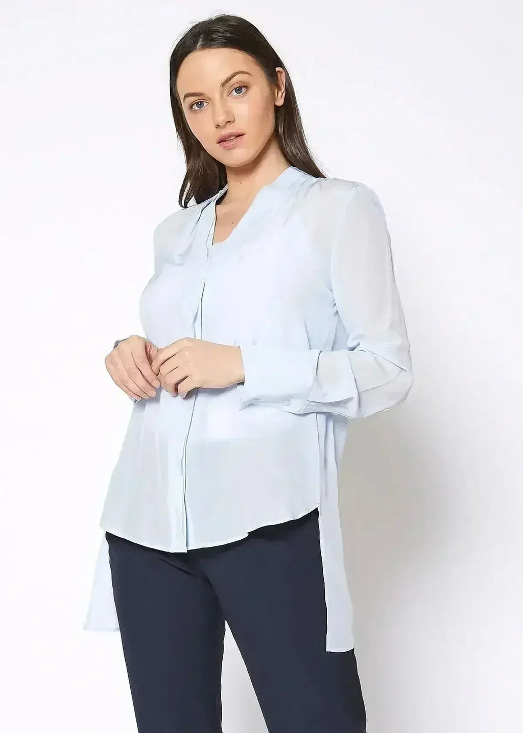 Women's Sheer Placket Hi Low Stylish Blouse | Femstylo - SJB-DIAMOND ELITES