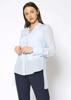 Women's Sheer Placket Hi Low Stylish Blouse | Femstylo - SJB-DIAMOND ELITES