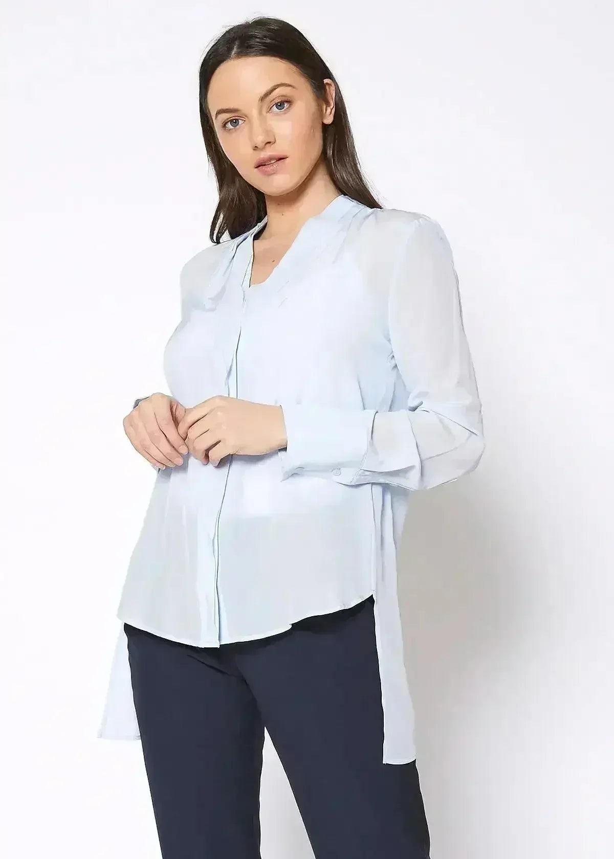 Women's Sheer Placket Hi Low Stylish Blouse | Femstylo - SJB-DIAMOND ELITES