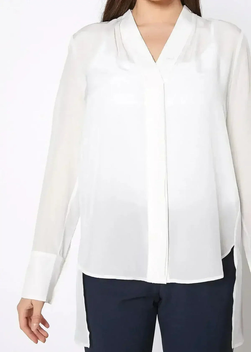 Women's Sheer Placket Hi Low Stylish Blouse | Femstylo - SJB-DIAMOND ELITES