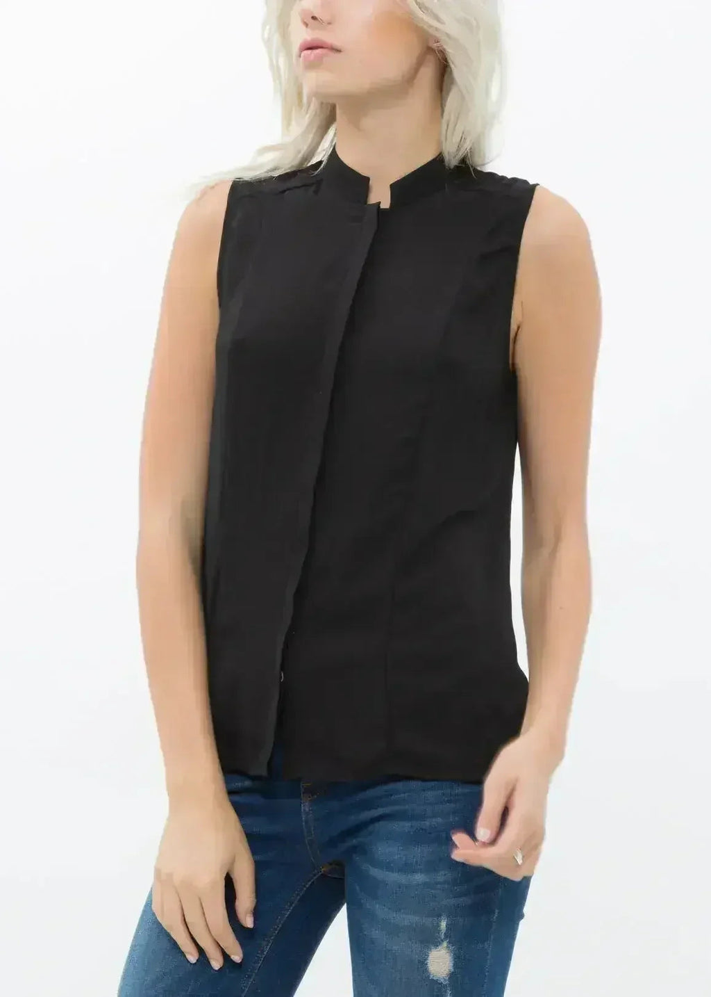 Women's Stand Collar Sleeveless Blouse | Femstylo - SJB-DIAMOND ELITES