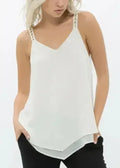 Embellished Chiffon Camisole Top In Cream - SJB-DIAMOND ELITES