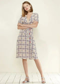 Women's Multi Check Button Down Slit Skirt in Multiplaid