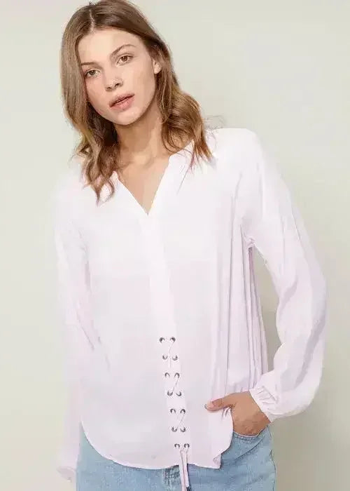 Women's Lace Up Blouse Office Style | Femstylo - SJB-DIAMOND ELITES