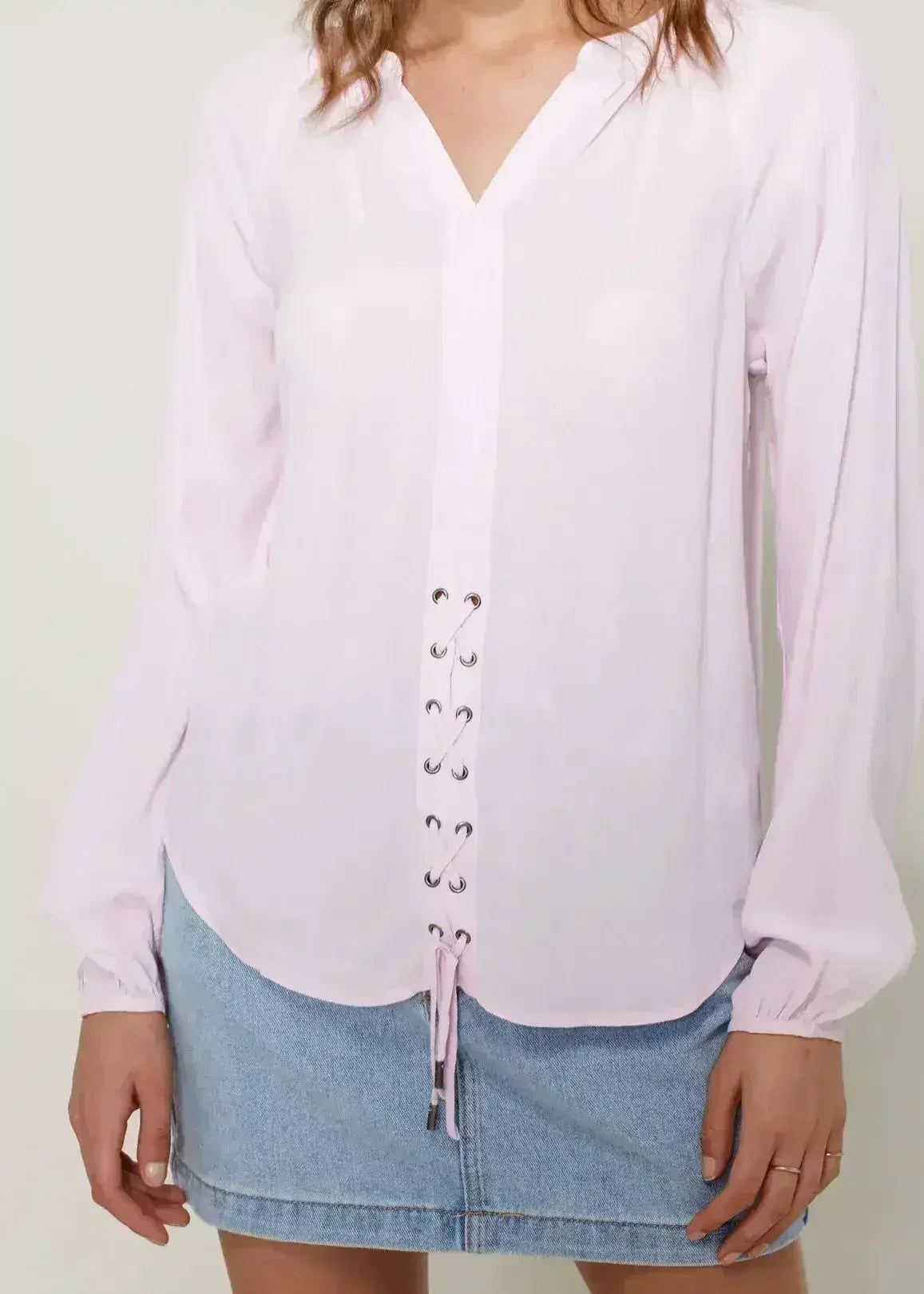 Women's Lace Up Blouse Office Style | Femstylo - SJB-DIAMOND ELITES