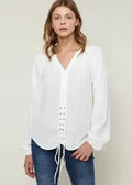 Women's Lace Up Blouse Office Style | Femstylo - SJB-DIAMOND ELITES