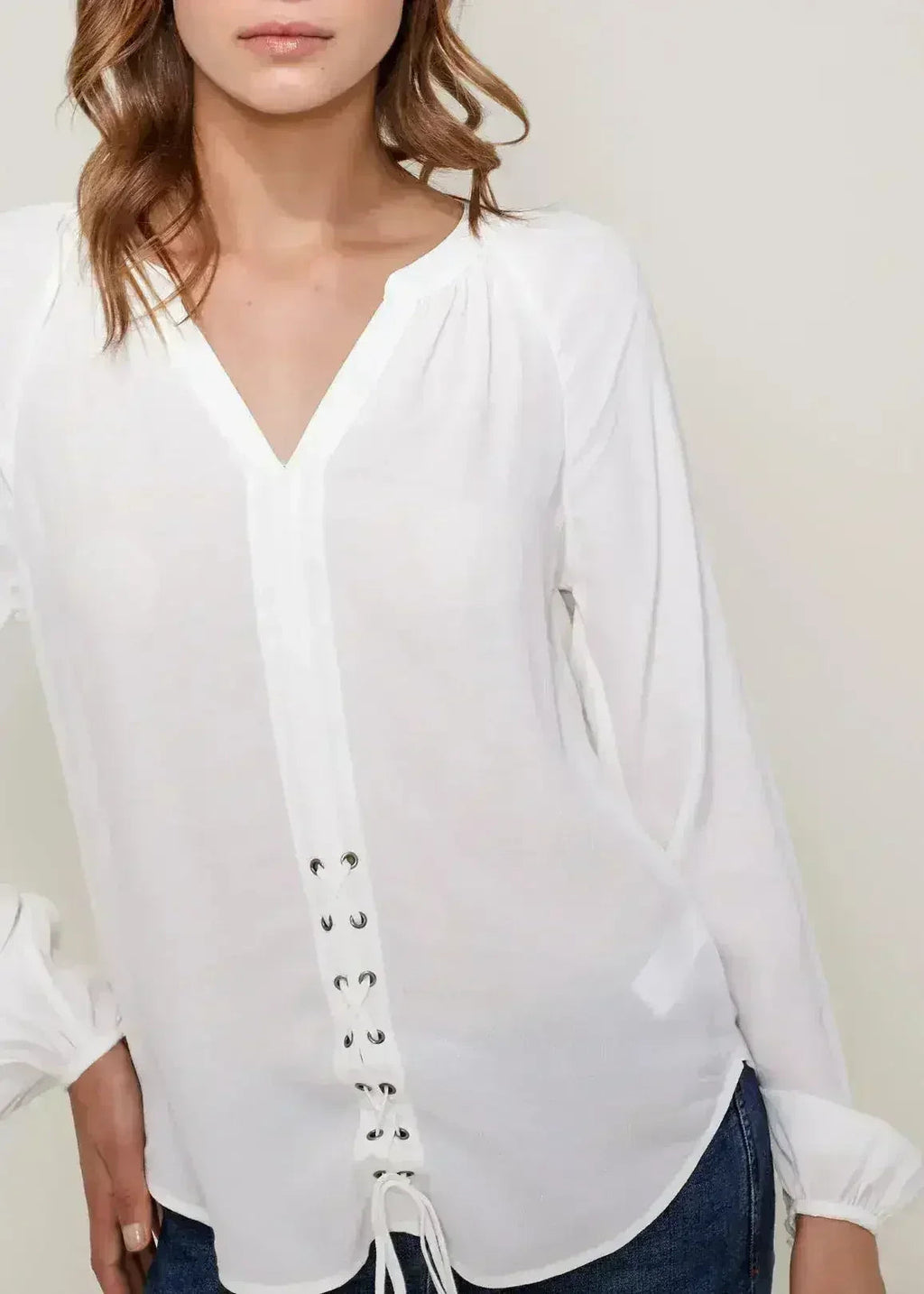 Women's Lace Up Blouse Office Style | Femstylo - SJB-DIAMOND ELITES