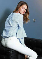 Women's Ruffle Bell Sleeve Shirt Blouse In Blue | Femstylo - SJB-DIAMOND ELITES