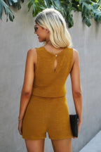 Crewneck Sleeveless Drawstring Loose Romper