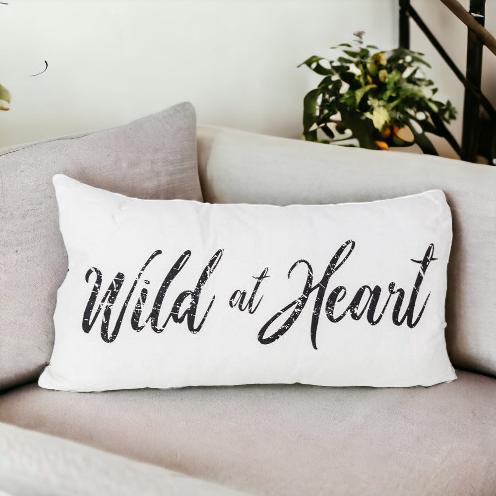 Wild At Heart Double-Sided Canvas Decorative Pillow 22x12 Accent Throw Pillow BandsCo Straps