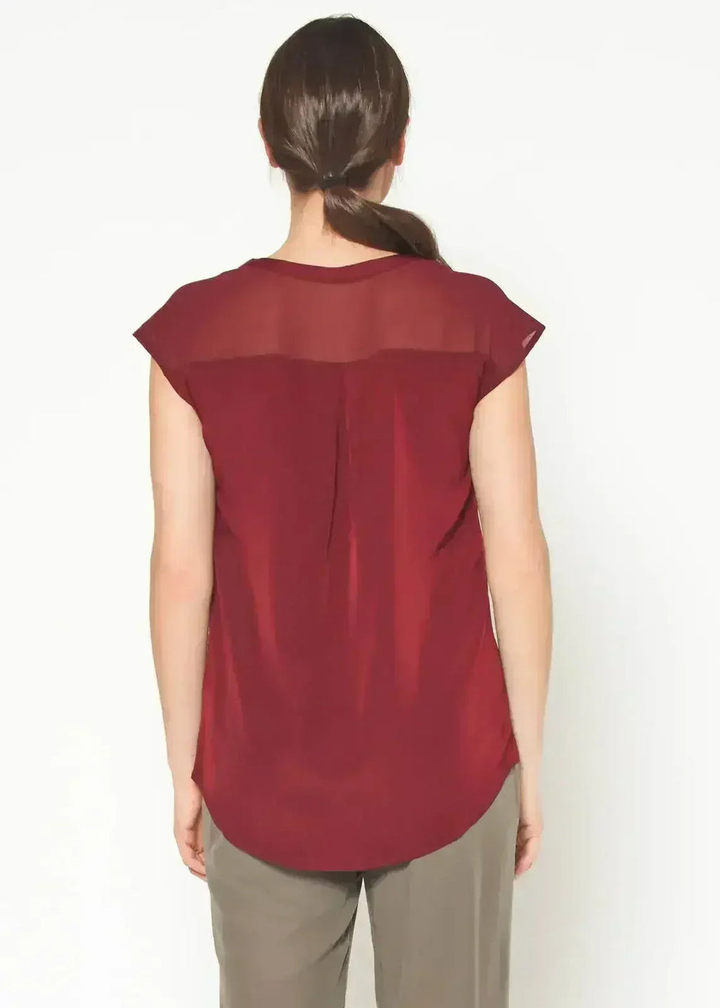 Women's Basic Sleeveless V Neck Button Top In Burgundy - SJB-DIAMOND ELITES