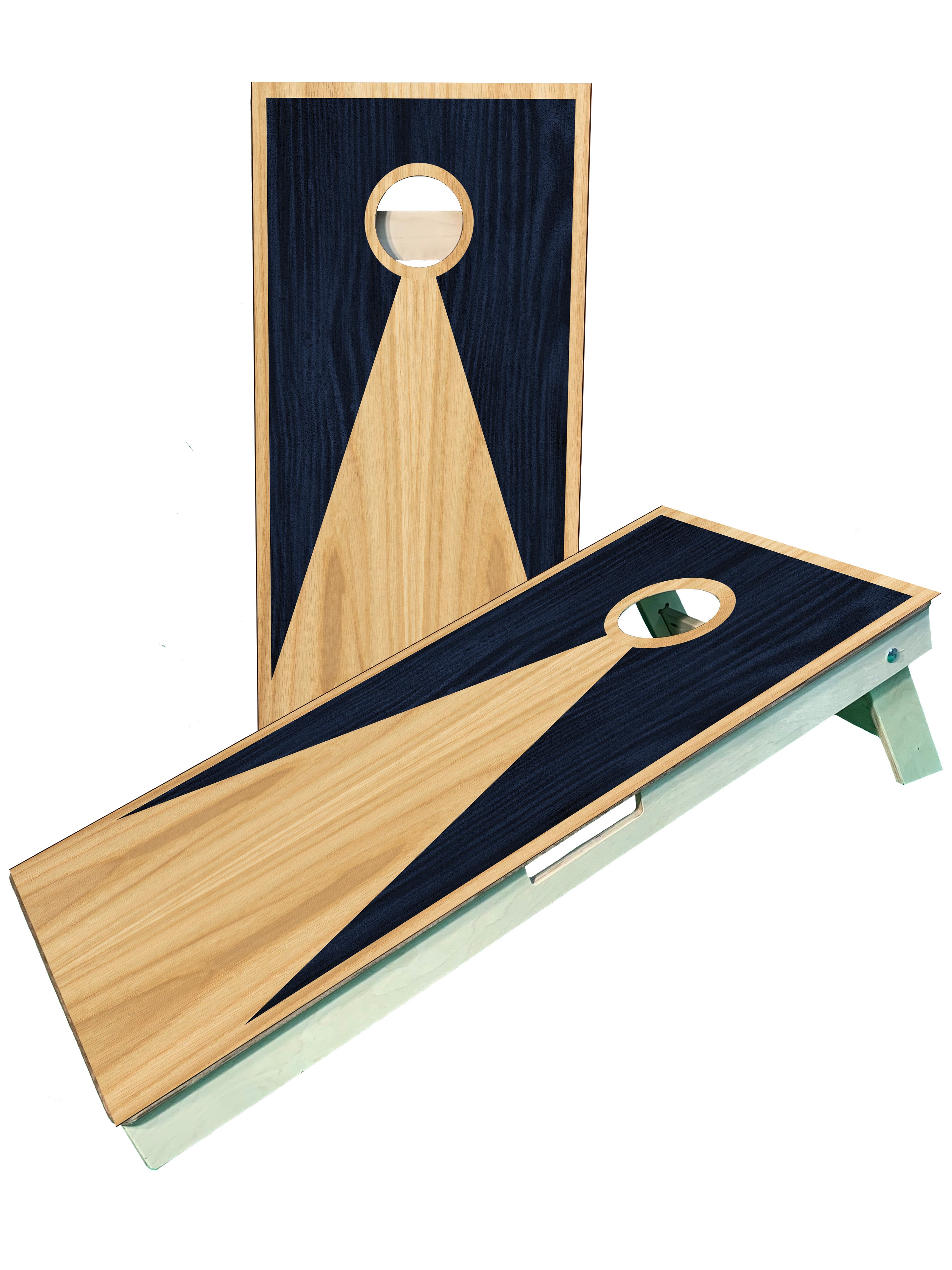 Navy Blue/ Wood Grain Patterned Cornhole Boards - SJB-DIAMOND ELITES