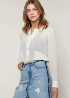 Ivory Sheer Button Up Blouse | Femstylo - SJB-DIAMOND ELITES