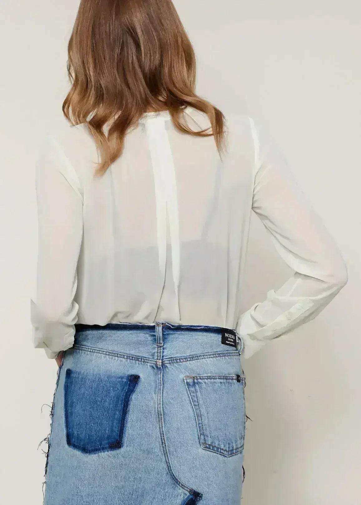 Ivory Sheer Button Up Blouse | Femstylo - SJB-DIAMOND ELITES