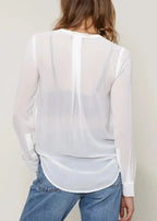 Ivory Sheer Button Up Blouse | Femstylo - SJB-DIAMOND ELITES