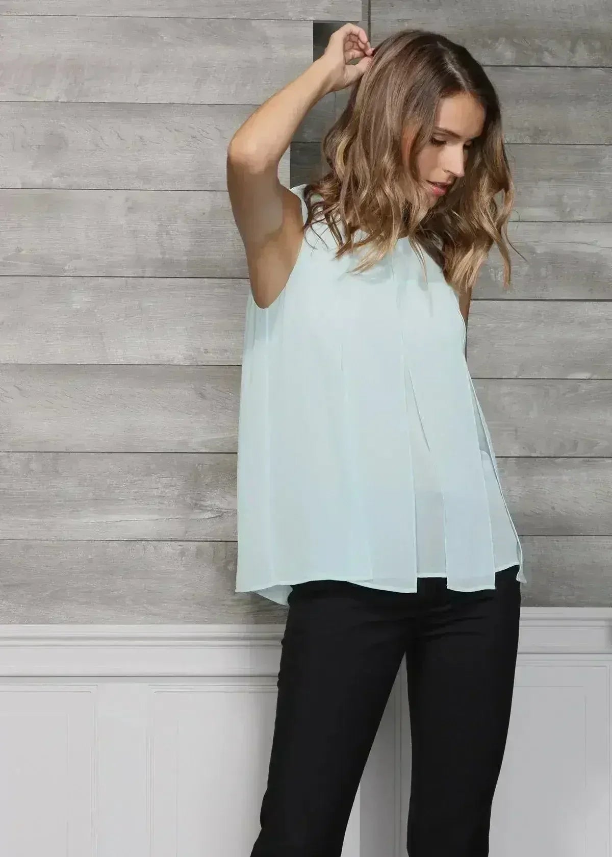 Women's Sleeveless Slit Round Neck Blouse | Femstylo - SJB-DIAMOND ELITES
