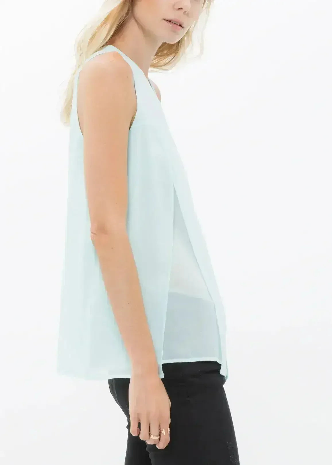 Women's Sleeveless Slit Round Neck Blouse | Femstylo - SJB-DIAMOND ELITES