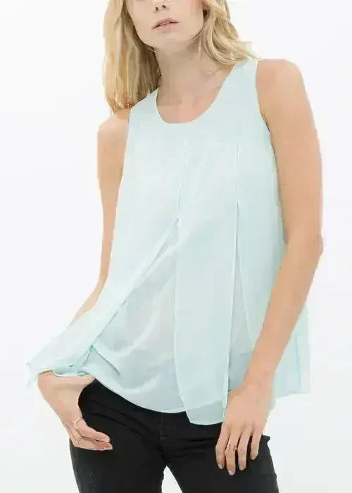 Women's Sleeveless Slit Round Neck Blouse | Femstylo - SJB-DIAMOND ELITES
